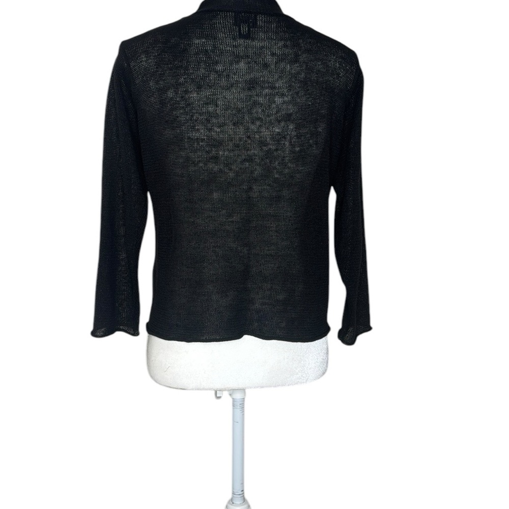 Eileen Fisher Black Women's Linen Cardigan Sweater Minimalist Layering Luxury S - Picture 2 of 10